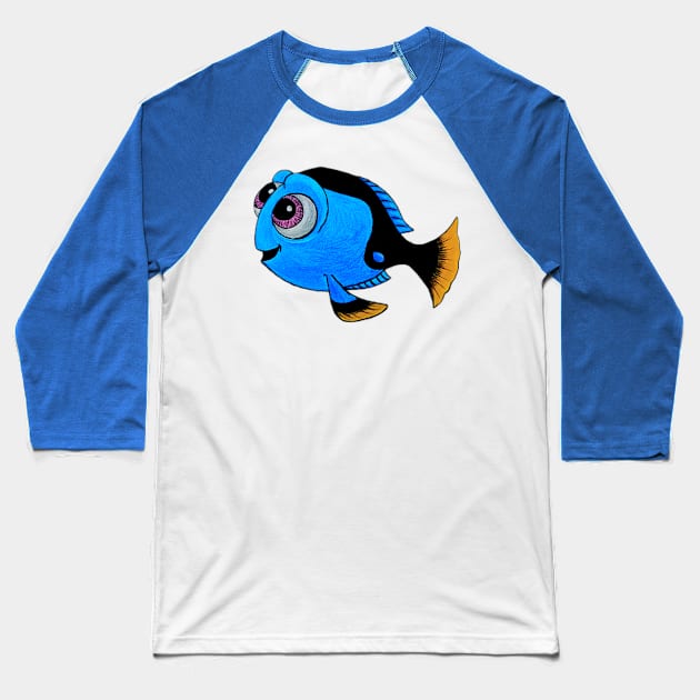 Joyful Fish Baseball T-Shirt by Sanjib Drawings Store 